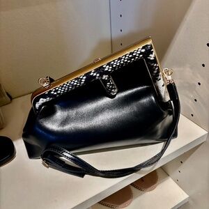 Leather Asymmetrical Bag with Detachable Shoulder Strap NEW